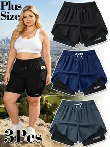 DLGK Women's Plus Size Elastic Waist Drawstring Sporty Athletic Wear Athleisure Drawstring Track Shorts, Comfortable Loose-Fitting Gym Wear, Ideal for Daily Activities