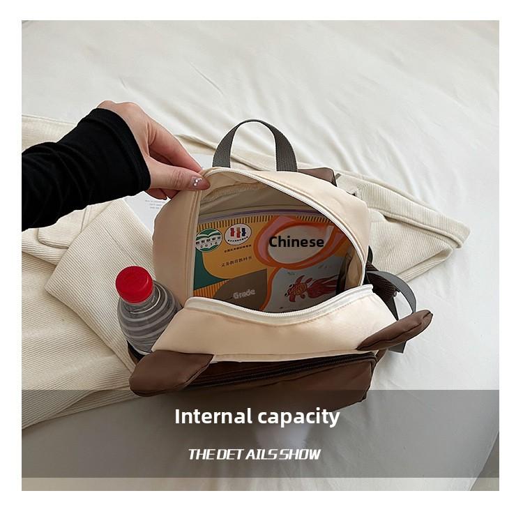 Kindergarten Color-Block Canvas Backpack 2026 Back-to-School Season Children's Fashion Backpack Baby Anti-Lost School Bag