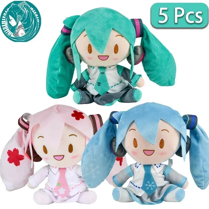 Cartoon 20cm Hatsune Miku Plush Doll Toy Anime sakura Miku snow Miku Character Kawaii Sitting posture Fufu Kids Christmas Gift@@