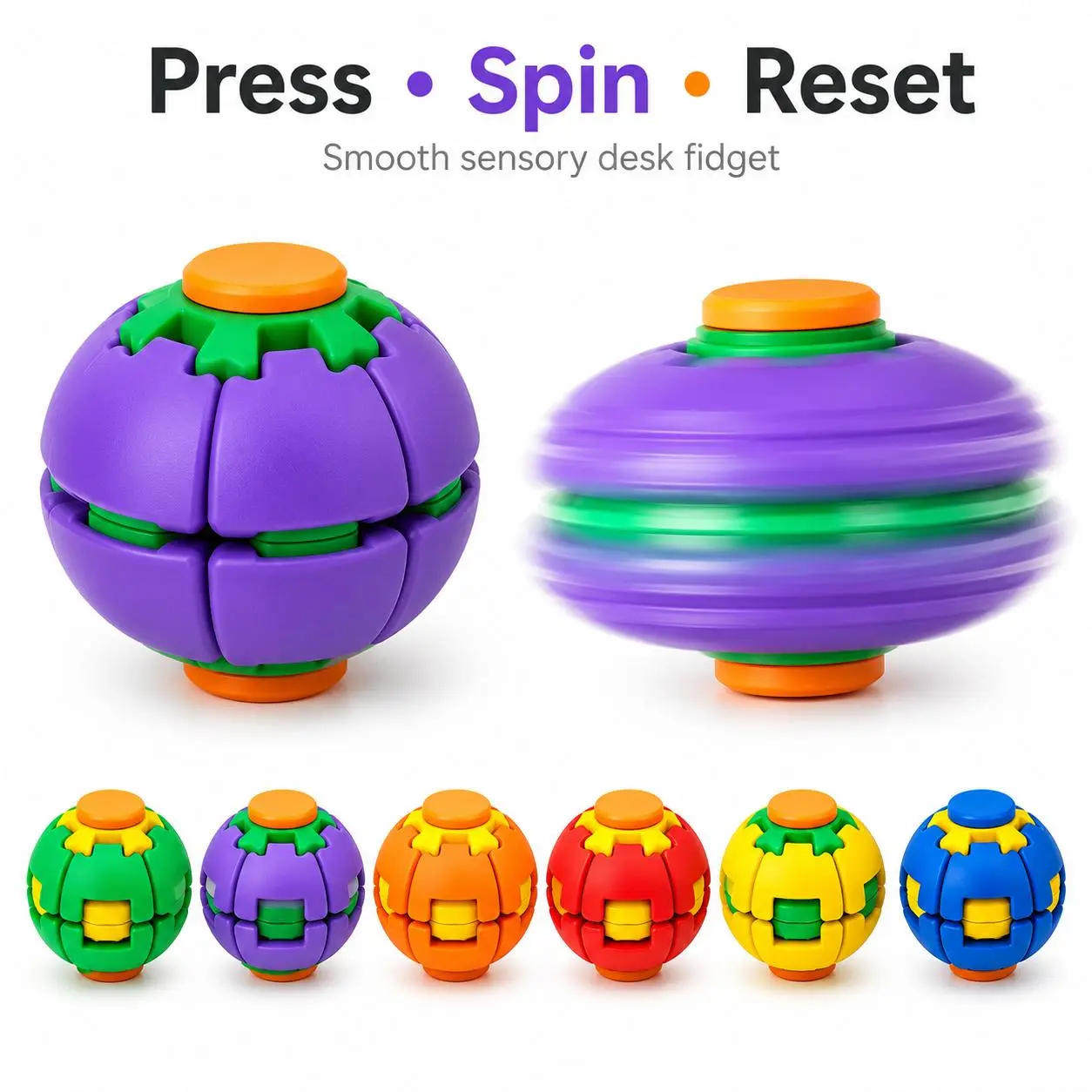 3D Printed Fidget Spinner Ball, Stress Relief Sensory Desk Toy, Portable Handheld Relax Gadget for Home Office Indoor Leisure Use