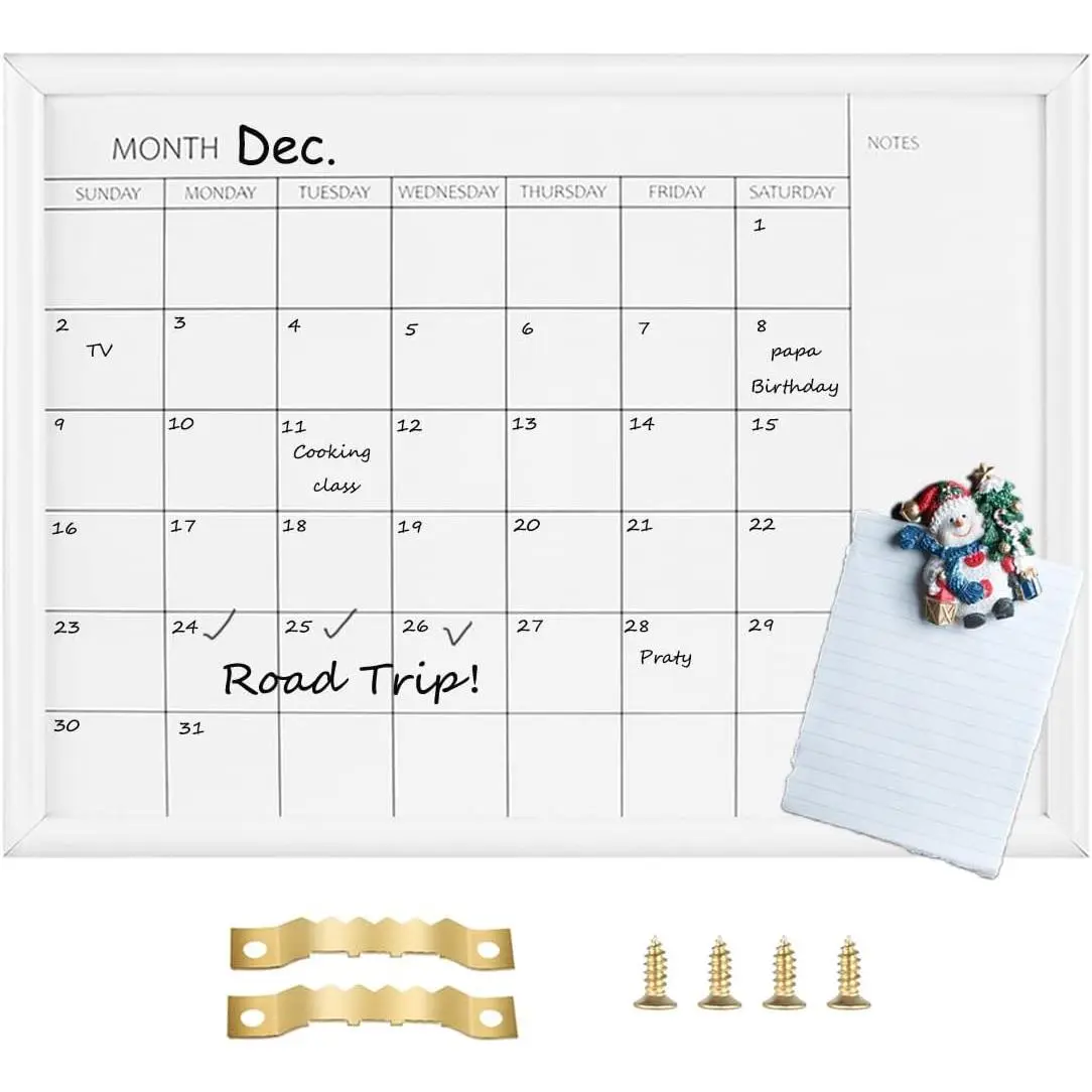 Dry Erase White Board & Monthly Calendar Board,  Whiteboard for Wall, Office/School/,  Board for Kitchen Grocery List/Drawing/Memo,10.5"x 14.5"(YL-WH-2737-A)