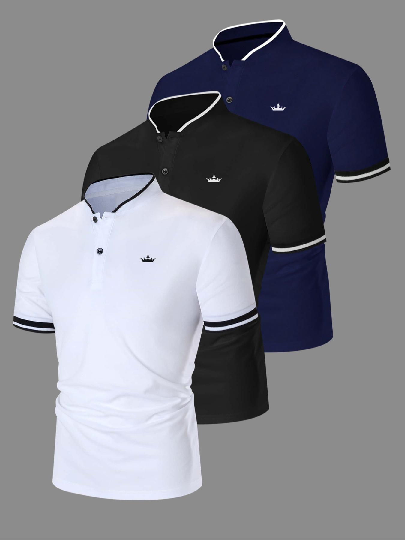 Men's Regular Fit Contrast Trim Polo Shirt Golf Polo, Casual Short Sleeve Half Zip Top for Summer, Fashion Men's Clothes for Daily Wear, Gamis, Golf Casual Style