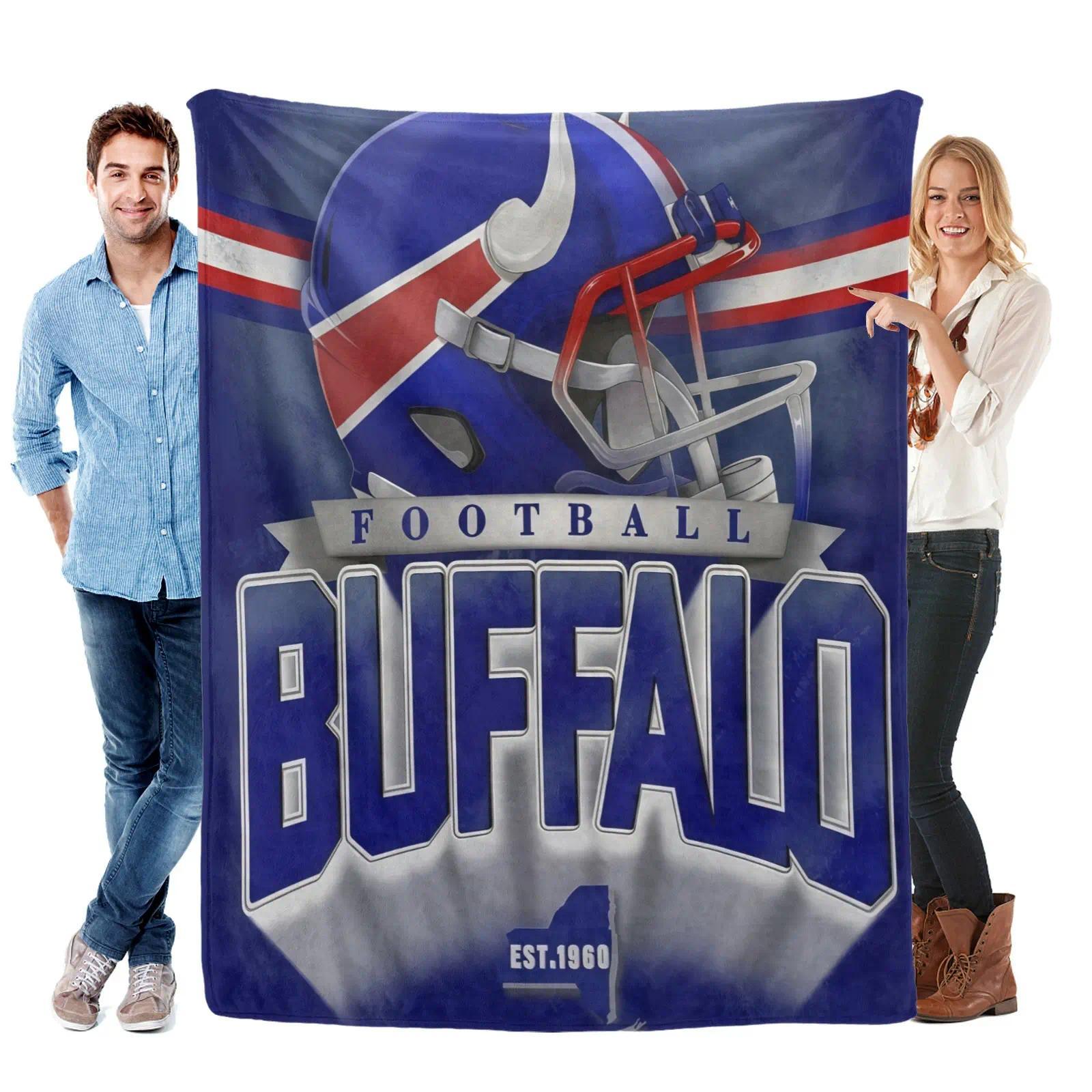 Buffalo Football Blanket Soft Cozy Leisure Warm Bed Blanket for Couch & Bedroom, Flannel & Fleece Throw Blankets, Sporty, Vibrant, Iconic, Ideal Gift for Football Fans & Buffalo Supporters, Birthday, Holiday