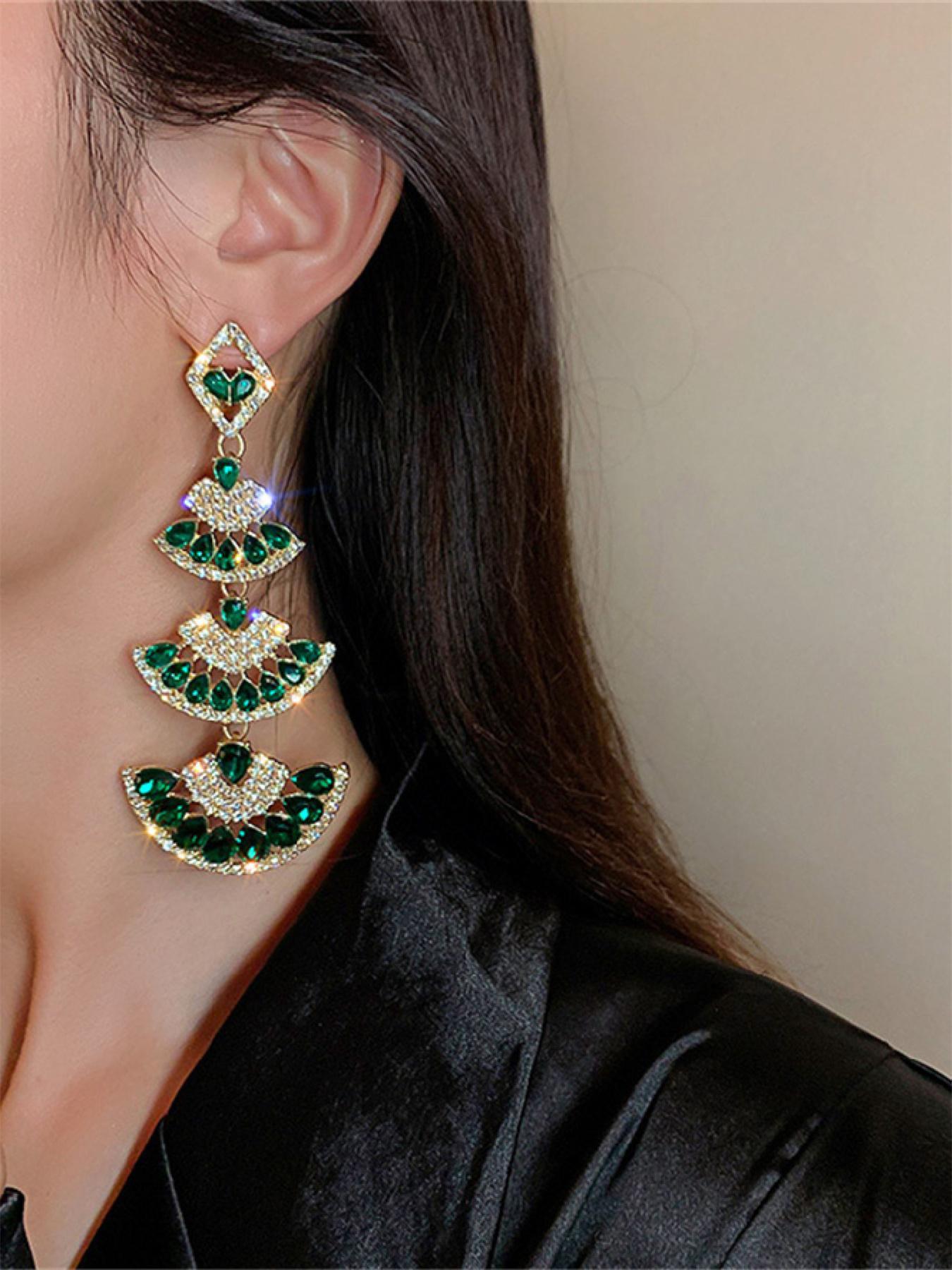Vintage Teardrop Earrings, Elegant Artificial Crystal Decorated Dangle Earrings for Women, Fashion Jewelry for Party, Daily Decor, Trendy All-match & Exquisite Jewelry for Birthday Gift