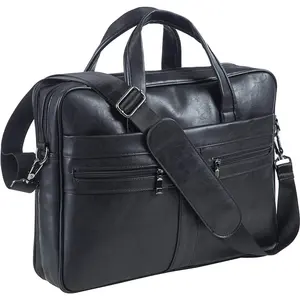 Men's leather crossbody bag, laptop briefcase business handbag