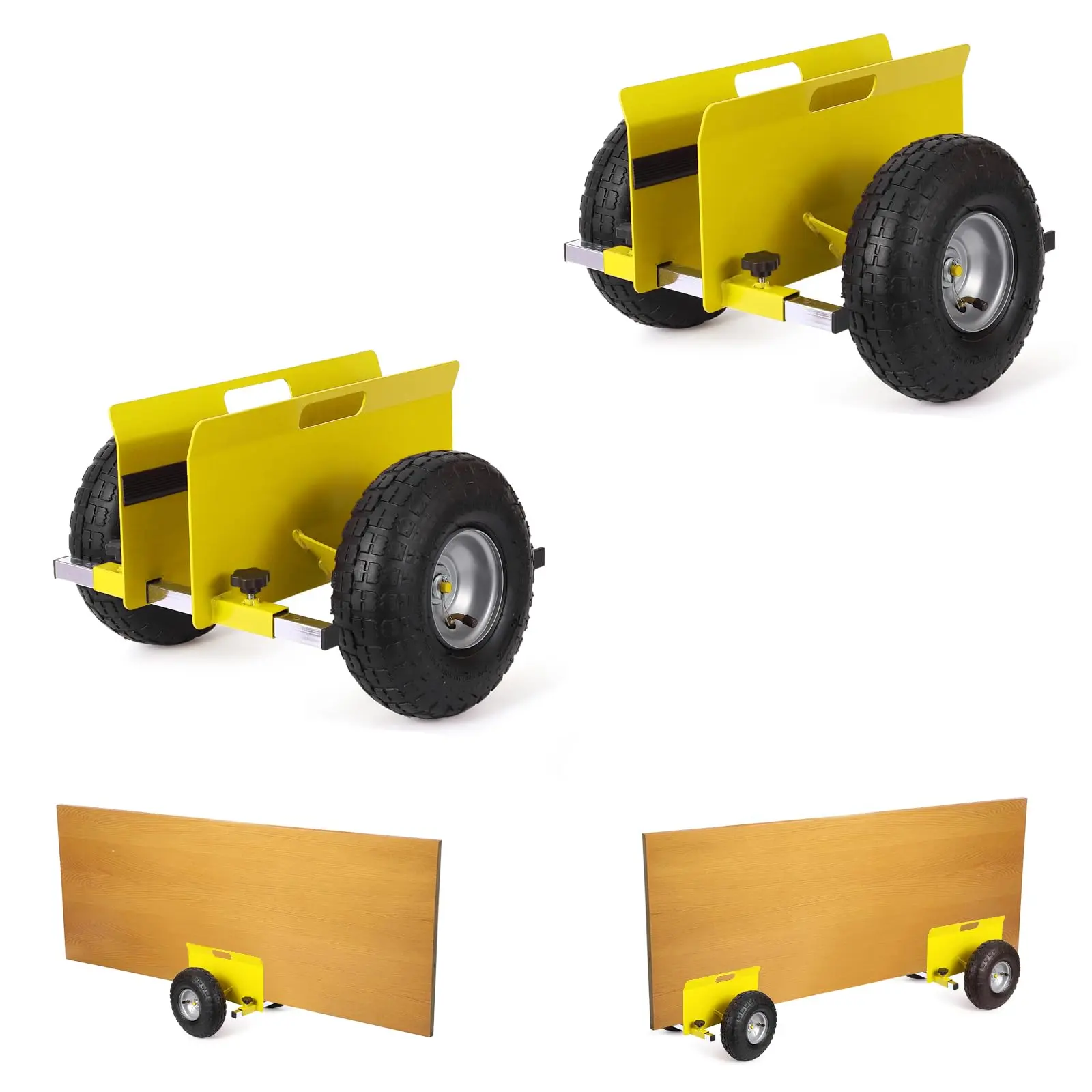 Heavy Duty Adjustable Panel Dolly - 600 lbs Capacity Slab Mover with 10" Inflatable Rubber Tires - All-Terrain Hand Truck for Drywall, Doors, Plywood, and Sheet Transport