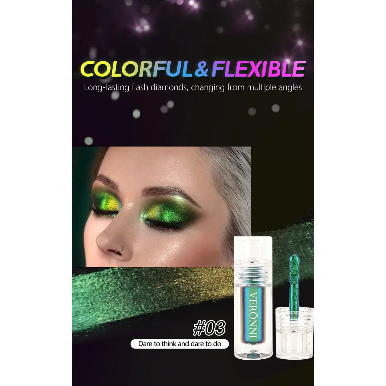 Polarized Chameleon Liquid Eyeshadow - 6-Color Set with Fine Shimmer, High Shine, Multi-Color Changing Effect, Creative Design