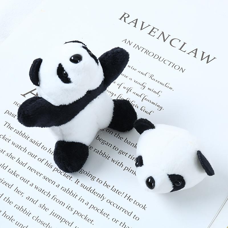 Cartoon Internet celebrity three-dimensional panda brooch, plush red panda doll ins lying down panda jewelry schoolbag pendant