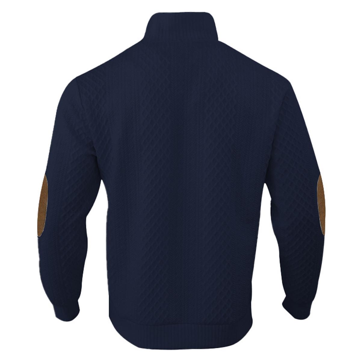 Trendsetting Men's Textured Pullover with Dynamic Splicing Details and a Complex Knit Pattern for Fashion-Forward Style