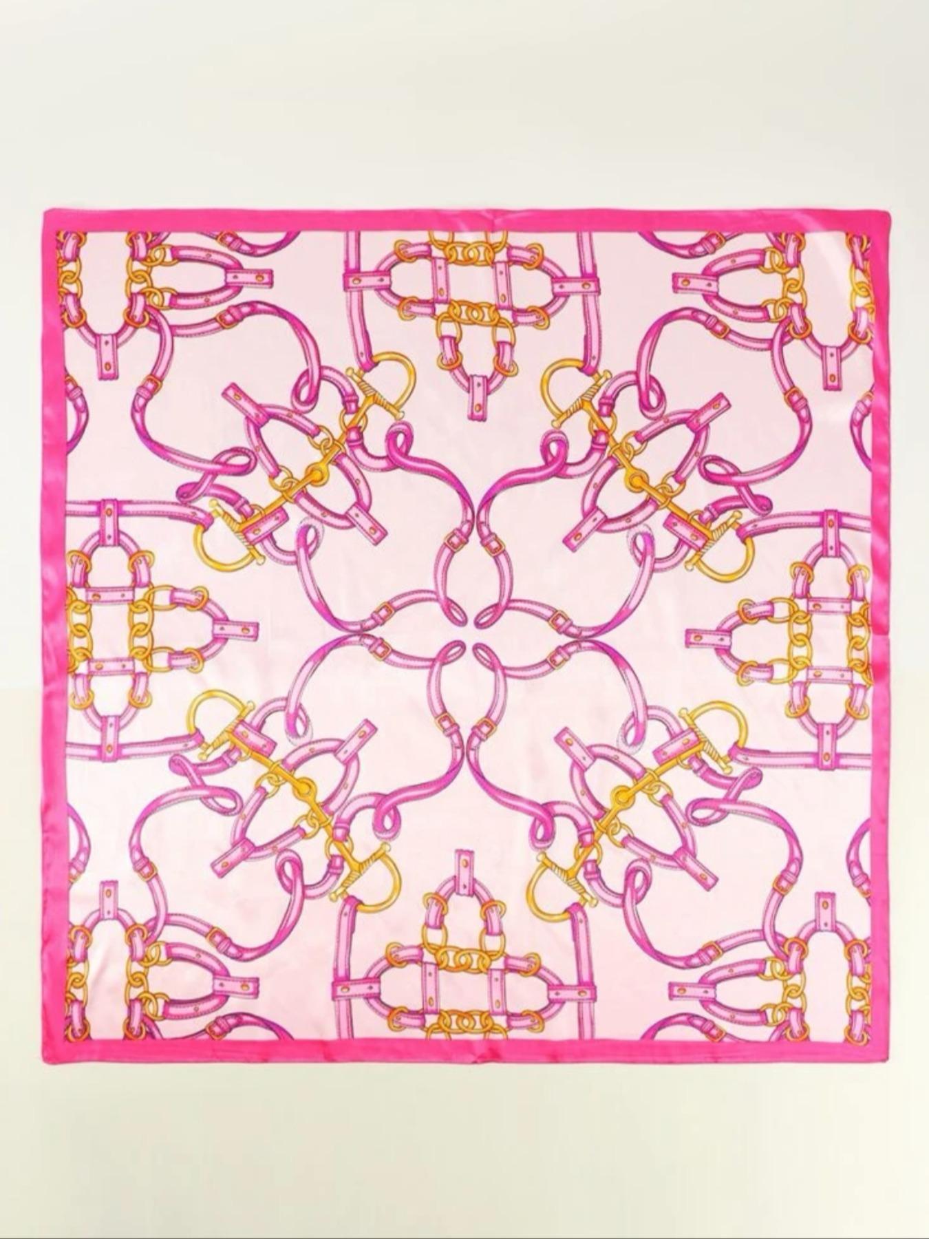 Women's Elegant Chain Print Satin Scarf, Fashionable Soft Comfortable Scarf for Daily Wear, Casual Versatile Scarf for Women, Fashion Hair Scarves