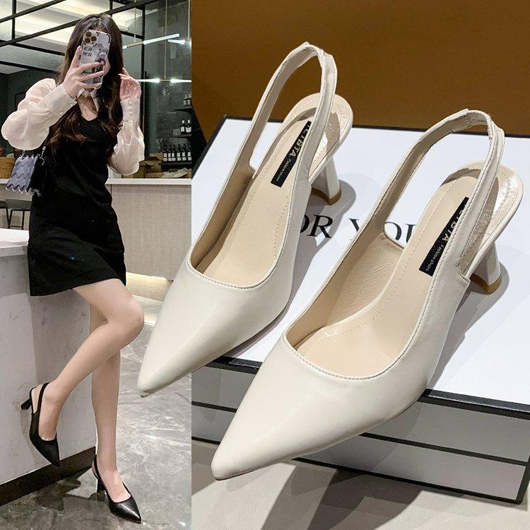 Spring Summer Pointed Toe High Heeled Shoes for Women Stiletto Heel Closed Toe Sandals Backless Shallow Cut Single Shoes