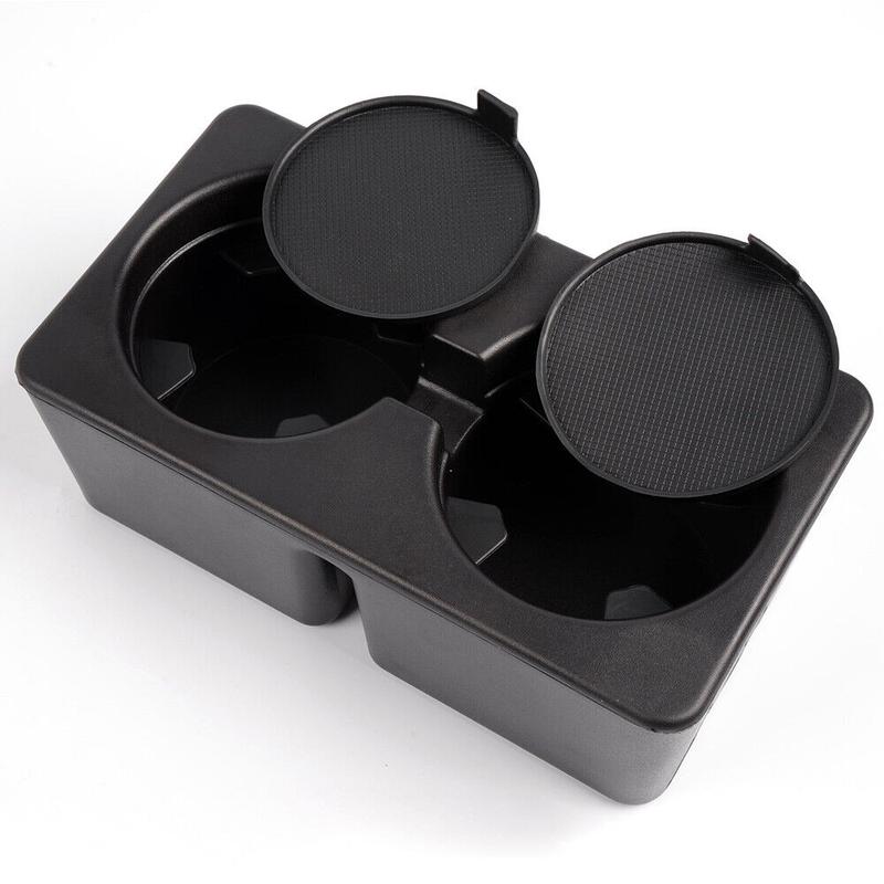 Cup Holder Compatible with 2007-2013 Chevy Silverado Avalanche Sierra 2007-2014 Suburban Tahoe Escalade - Floor Mounted Front Center Console Dual Beverage Drink Insert Automotive Vehicle Interior Truck