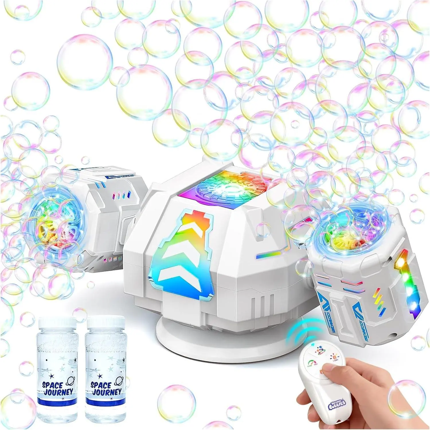 2026 RC Bubble Machine, 30000+ Big Bubbles Automatic Bubble Maker, Rechargeable Bubble Blower with 360° Rotation, 9 Lights & 2 Speeds, Outdoor Bubble Toys Gifts for Kids, Weddings, Birthday PartiesGift.