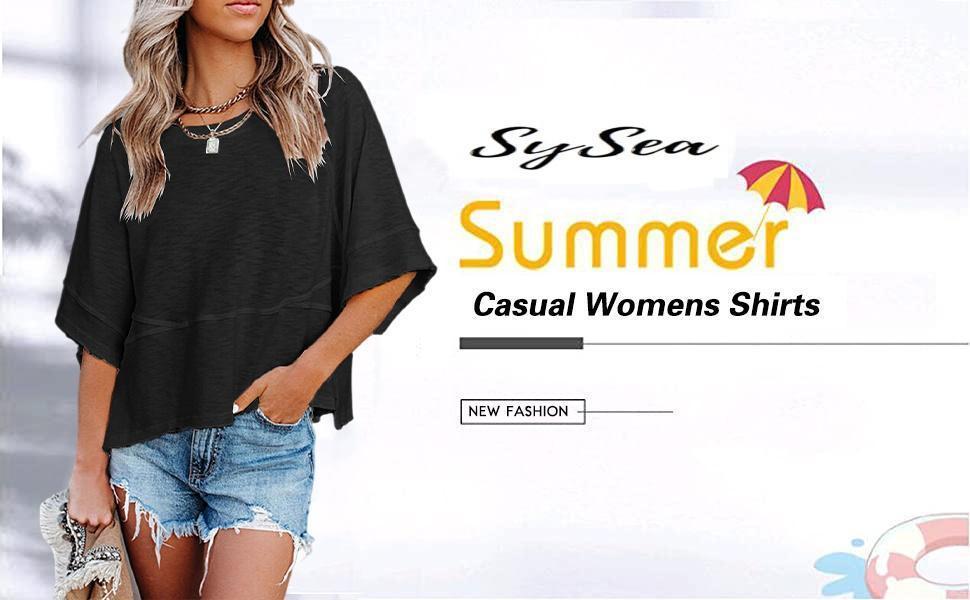 Imily Bela Women's Summer Casual Crewneck Batwing Half Sleeve T-Shirts Solid Color Loose Fit Cute Basic Flowy Tops Tees Blouses Imily Bela Women's Summer Casual Crewneck Batwing Half Sleeve T-Shirts Solid Color Loose Fit Cute Basic Flowy Tops Tees Blouses