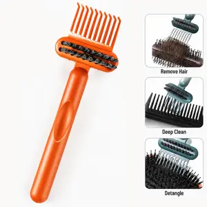 2-in-1 Comb Cleaner Portable Hairbrush Cleaner Effective Comb Brush cleaner Mini Effortless Hair Cleaning Tool for Salon Home Use Women Men Makeup Travel, Hairbrush Cleaner and Rake for Removing Hair and Dust