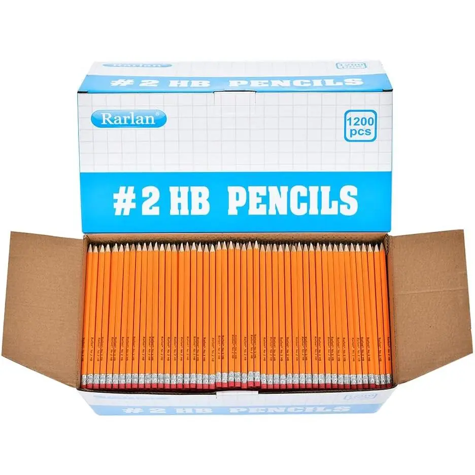 Cased #2 HB Pencils, Pre-sharpened 1200-Count Bulk Pack with Erasers, Office Stationery for Classroom Use, Teacher Supplies, Writing & Drawing