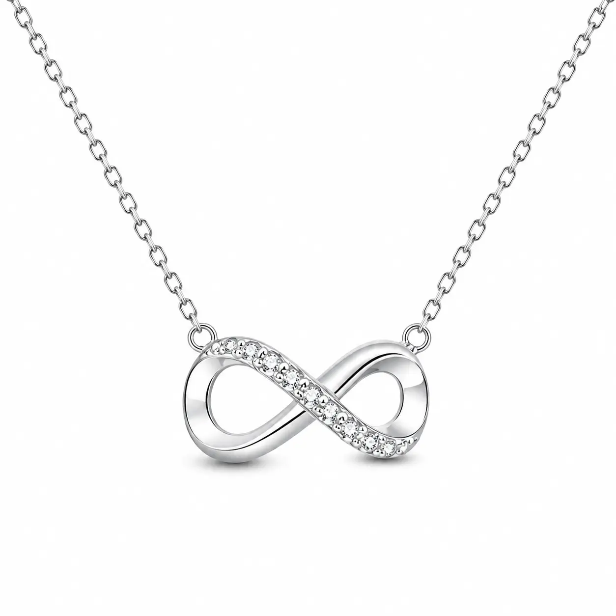 Infinity Love Design Necklace Shimmering Pendant Adjustable Chain Jewelry Accessory for Women Romantic Gift Valentine's Day Anniversary Celebration