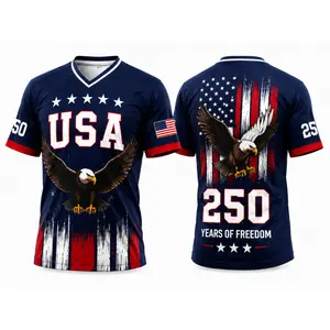 USA Eagle Jersey for Men, Graphic V-Neck Athletic Shirt, Breathable Sportswear Top, Summer Party Outfit, Casual Streetwear Gift
