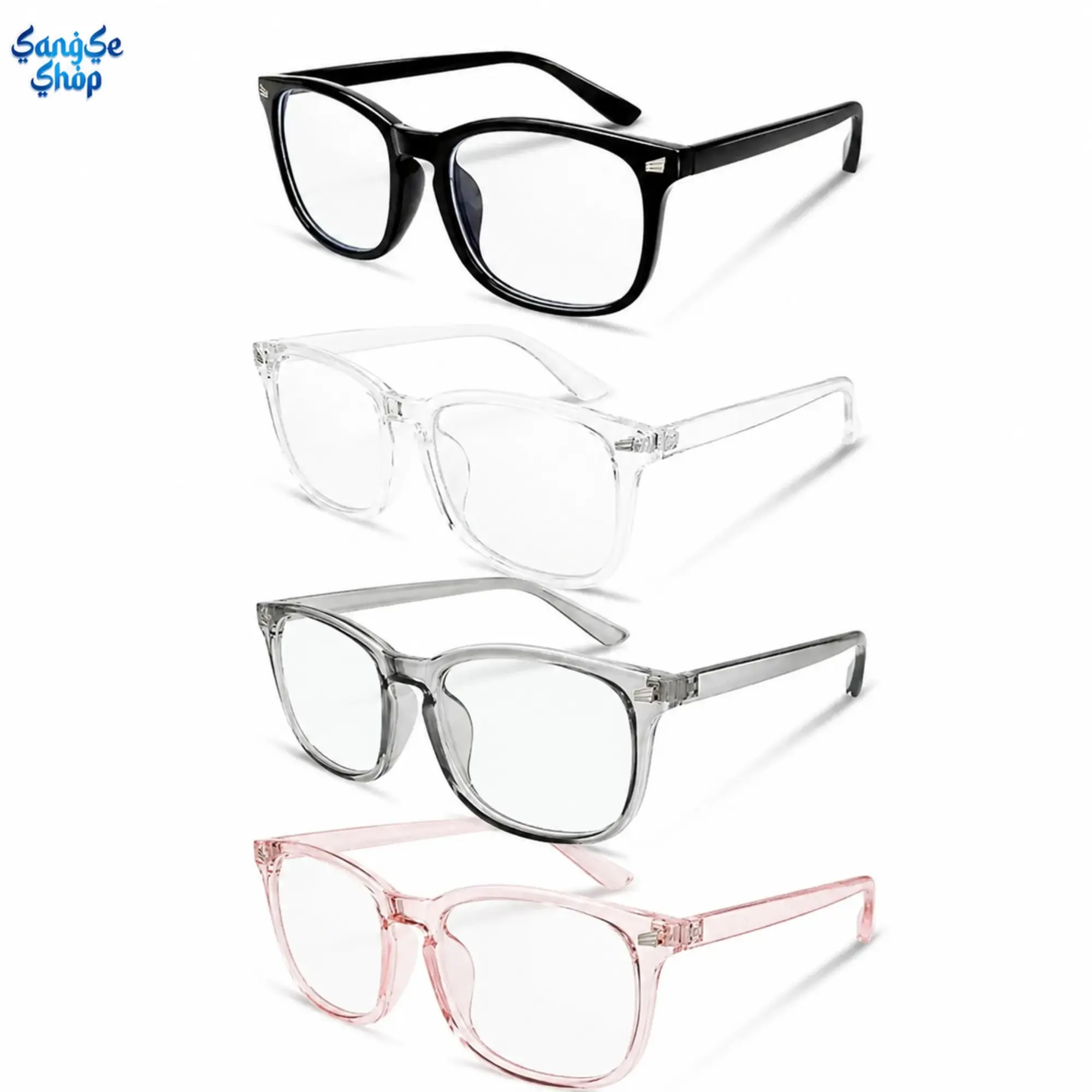 4PCS Bluelight Frame Glasses with Free Storage Bag - Men's Accessories for Male, Anti-Eye Strain Full Rim UV Resistant Glasses for Office Work, Gaming Use
