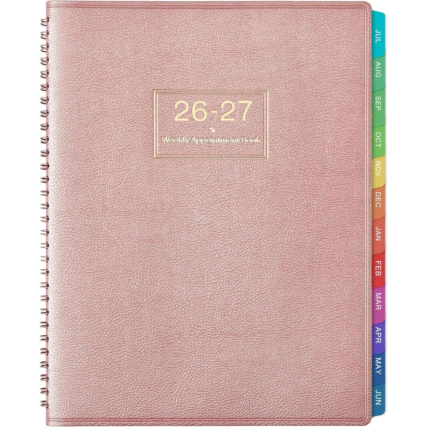 2026-2027 Appointment Book/Planner, Jul.2026 - Jun.2027, 9"x 11" | Daily/Hourly Planner 2026-2027 with Colorful Tabs, Leather Cover, Thick Paper, 15-Minute Interval, for Daily Organizer