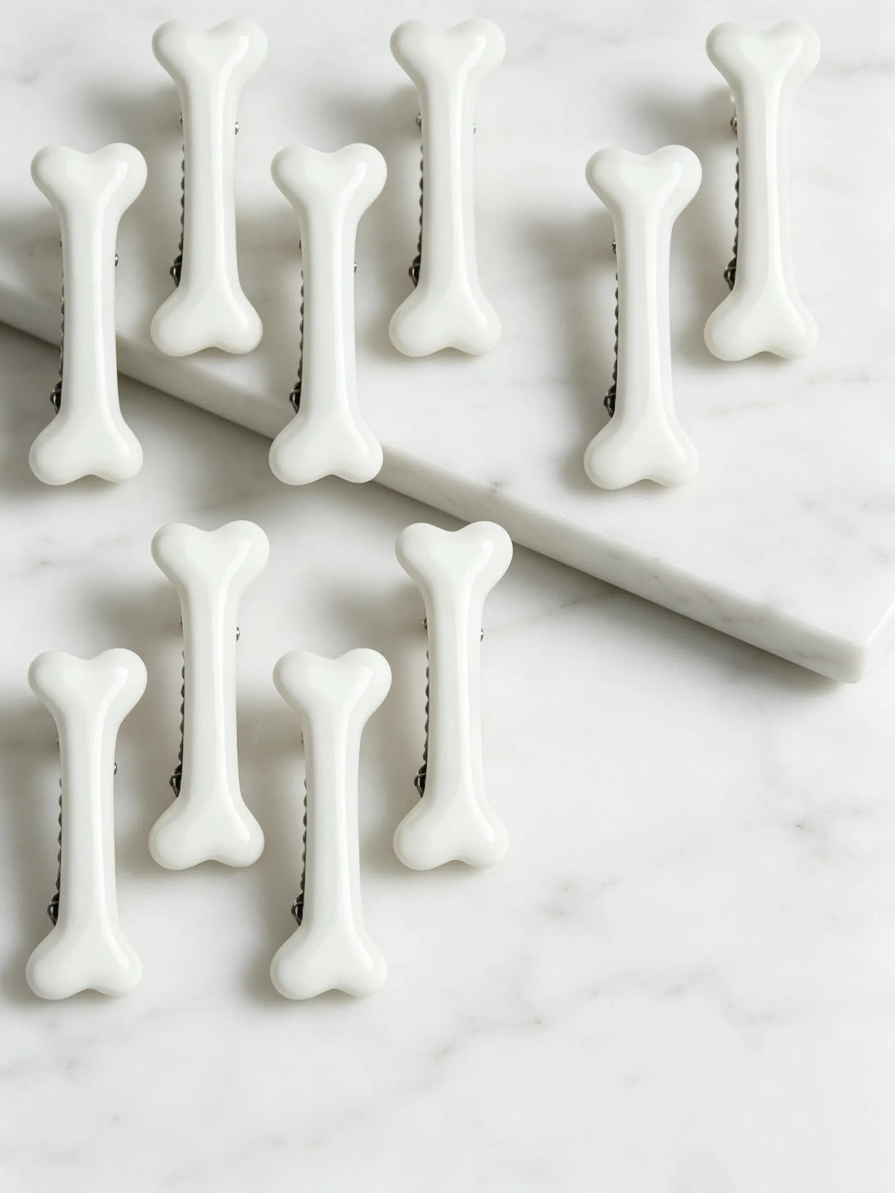 10pcs White Bone Plastic Bangs Side Hair Clips, Alligator Hair Clips, Flat Claw Clips, Claw Clip Pack, Suitable For Cosplay Claw Clips, Hair Accessories, Bone Hair Clips Set