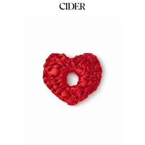 Cider Sweet Heart Shaped Scrunchie Solid Color Elastic Hair Tie