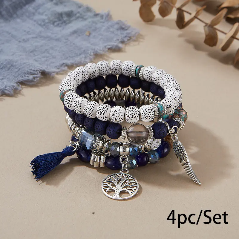 Hot-selling new bohemian bracelet with creative tassels and multi-layered beads, fashionable jewelry