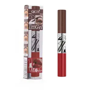 2-In-1 Dual-Ended Brow Gel & Lip Gloss, Wild Brow Stain, 3D Coloring Cream, Easy Application, Long-Lasting Hold, Perfect for Daily Use