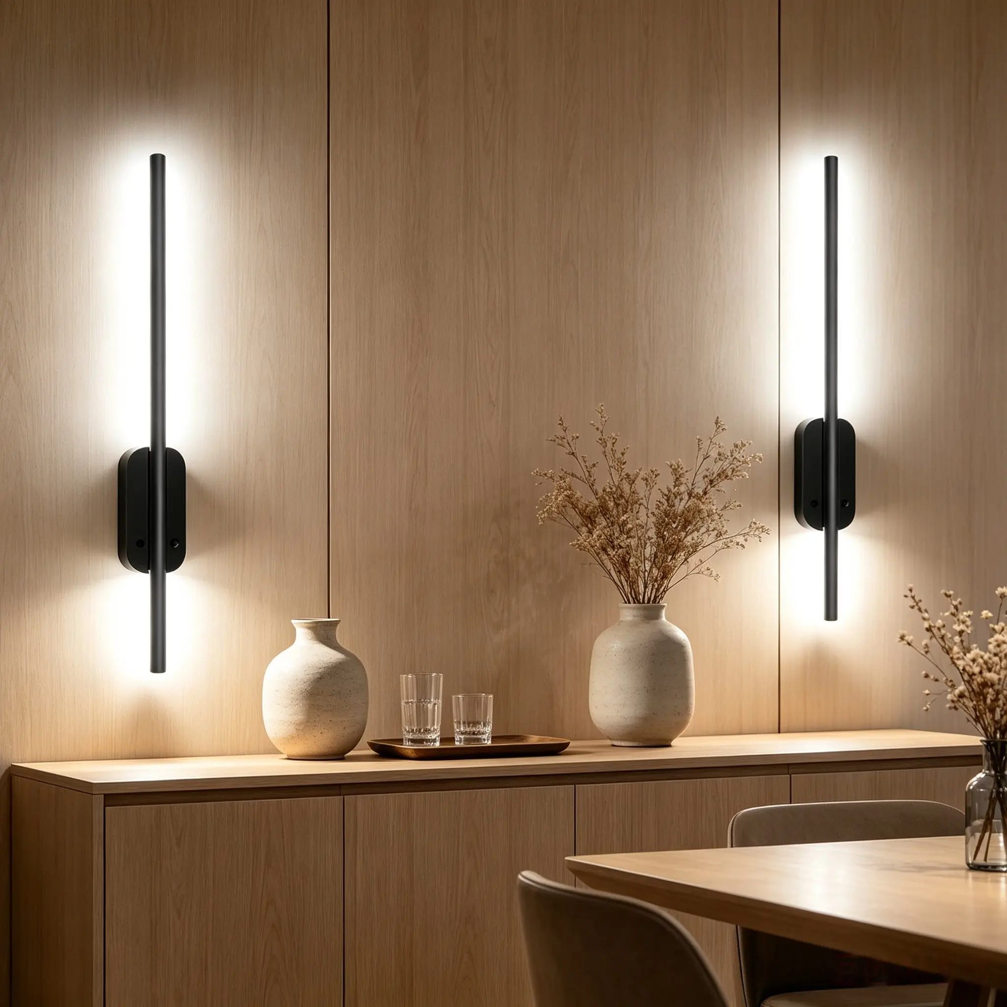 2pcs 50cm Long Rod Wall Light with Remote, Rechargeable, Three Color Temperatures, Timer Function, Ideal for Bedroom, Living Room, Vanity Table