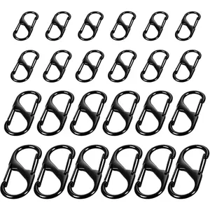 24 Pcs Black Anti-Theft S Hook Carabiner Clips, Security Zipper Lock Pulls for Backpack Luggage Suitcase Purse Keys