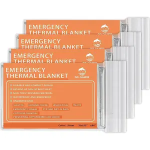Emergency Mylar Thermal Blankets -Space Blanket Survival kit Camping Blanket (4-Pack). Perfect for Outdoors, Hiking, Survival, Bug Out Bag , Marathons or First Aid