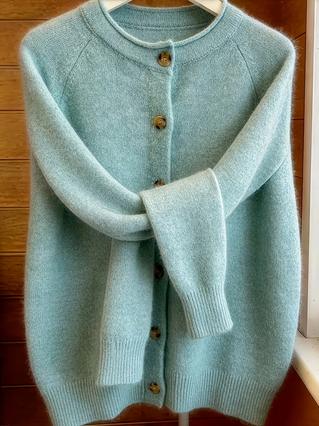 French Retro Button Cuffed Front Open Cardigan Sweater, Spring Autumn Loose Casual Soft Versatile Cardigan Jacket, Fashionable Temperament Women'S Wear