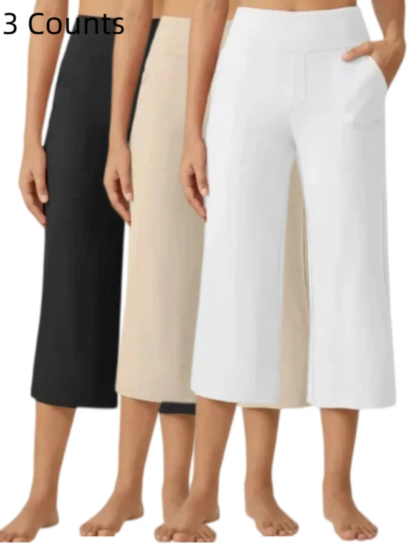 2026 New Casual High-Waisted Straight Leg Seven-Eighths Pants, Loose Fit Pockets Yoga Pants, Comfortable and Stylish Bottoms