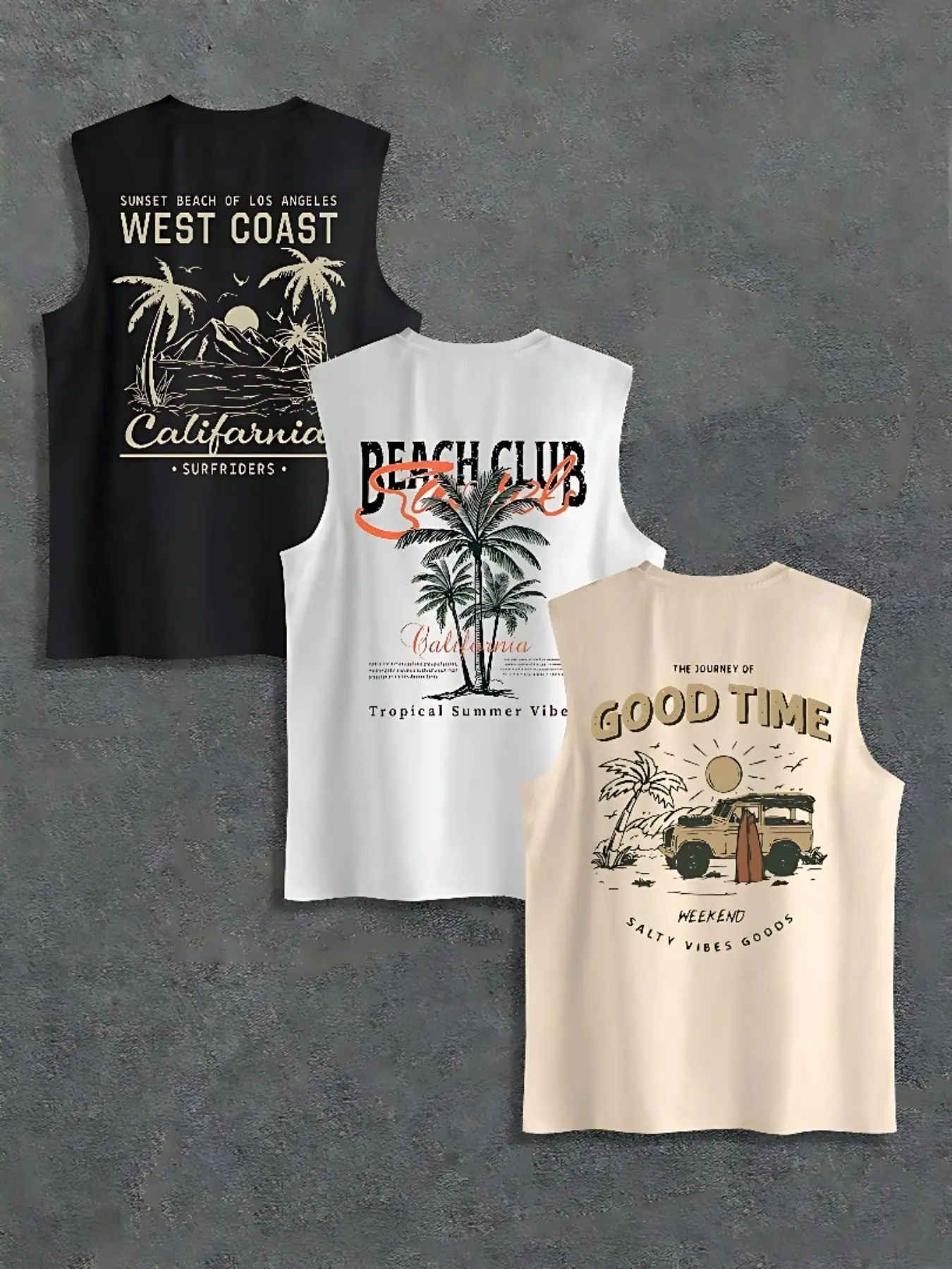 Men's Summer Casual Floral Print Slim Fit Tank Top, Letter Coconut Tree Pattern, Outdoor Sports Wear, Tropical Style, Breathable Sleeveless Shirt, Breathable Sleeveless Vest
