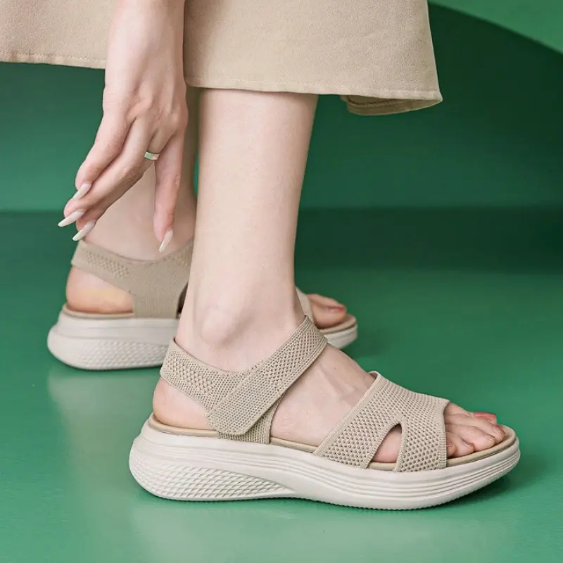 Women's Chunky Sport Platform Sandals - Mesh Fabric, Adjustable Strap, Breathable, Lightweight Casual Footwear for Beach Daily Wear