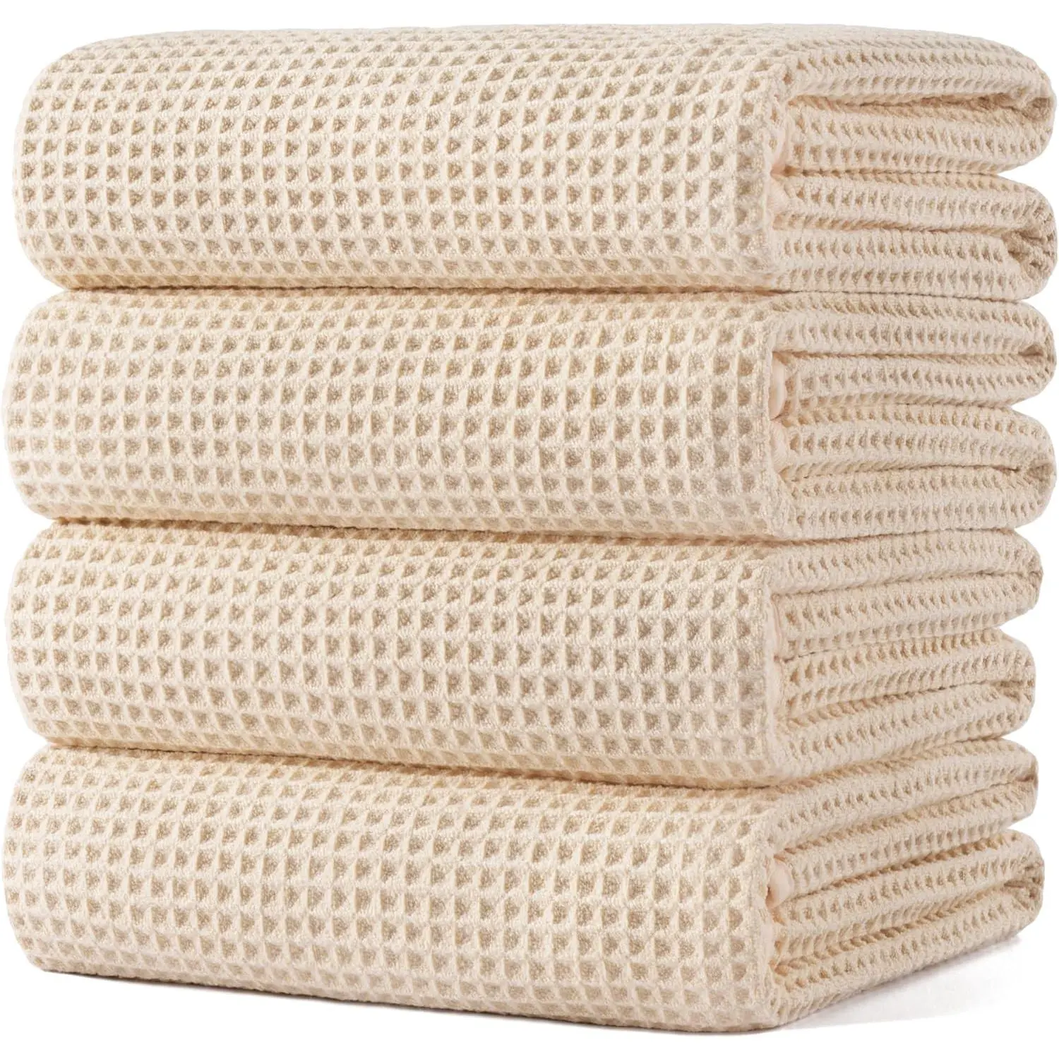 430 GSM Poly Blend Microfiber Quick Dry Waffle Bath Towel, 30x60 in | 4 Pack, Oversize, Lint Free,  Towel