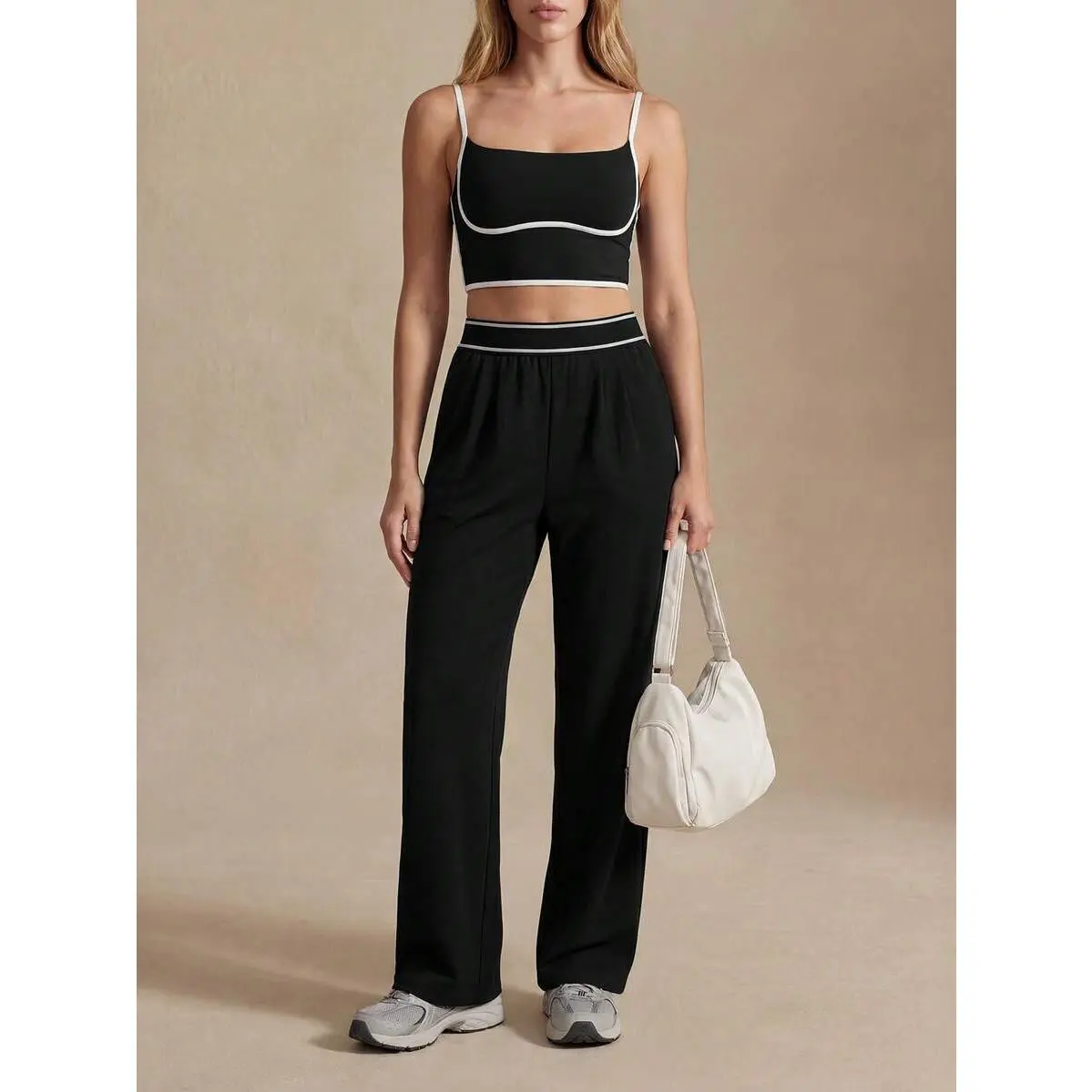 Women's 4-Way Stretch Sweatpants - Long Full-Length Wide-Leg Active Pants with Zipper & Pockets, Workout Wear for Yoga & Scrubs, Available in Black, Grey, Khaki, Sweatpants For Women