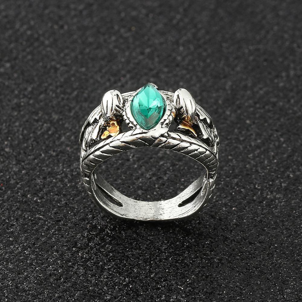 TOPGRILLZ Lord Ring of Barahir Aragorn Gondor Green Crystal Ring for Men Personality Cosplay Jewelry Collectible Gift High Quality