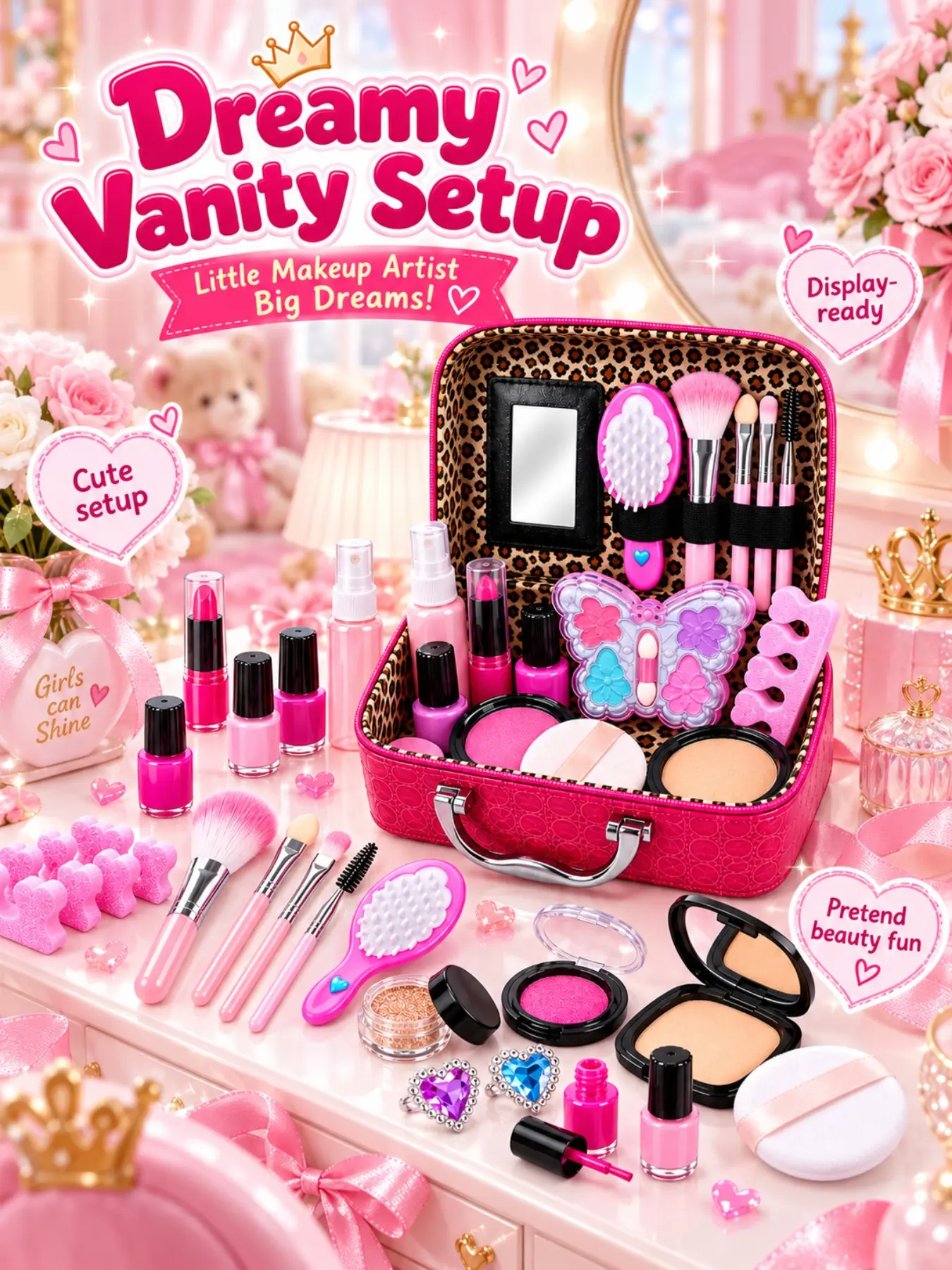 Simulation Makeup Toy Gift Box Set, Handbag Storage Case with 21 Pieces, Fun Cosplay Experience, Perfect for Family Interaction