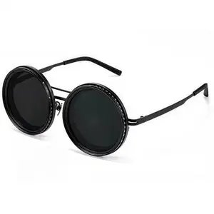 Rounded Frame Polarized Sunglasses with Adjustable Tint Lenses, 1–9 Brightness Levels Shades with ND Filter Lenses, Lightweight UV Protection Eyewear for Beach & Outdoor Activities