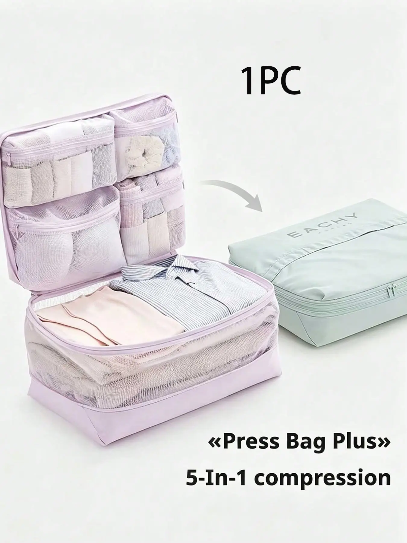 Five-In-One Multi-Functional Travel Organizer Bag, Mesh Layered Underwear Socks Clothes Storage Bag, Portable Large Capacity Luggage Divider