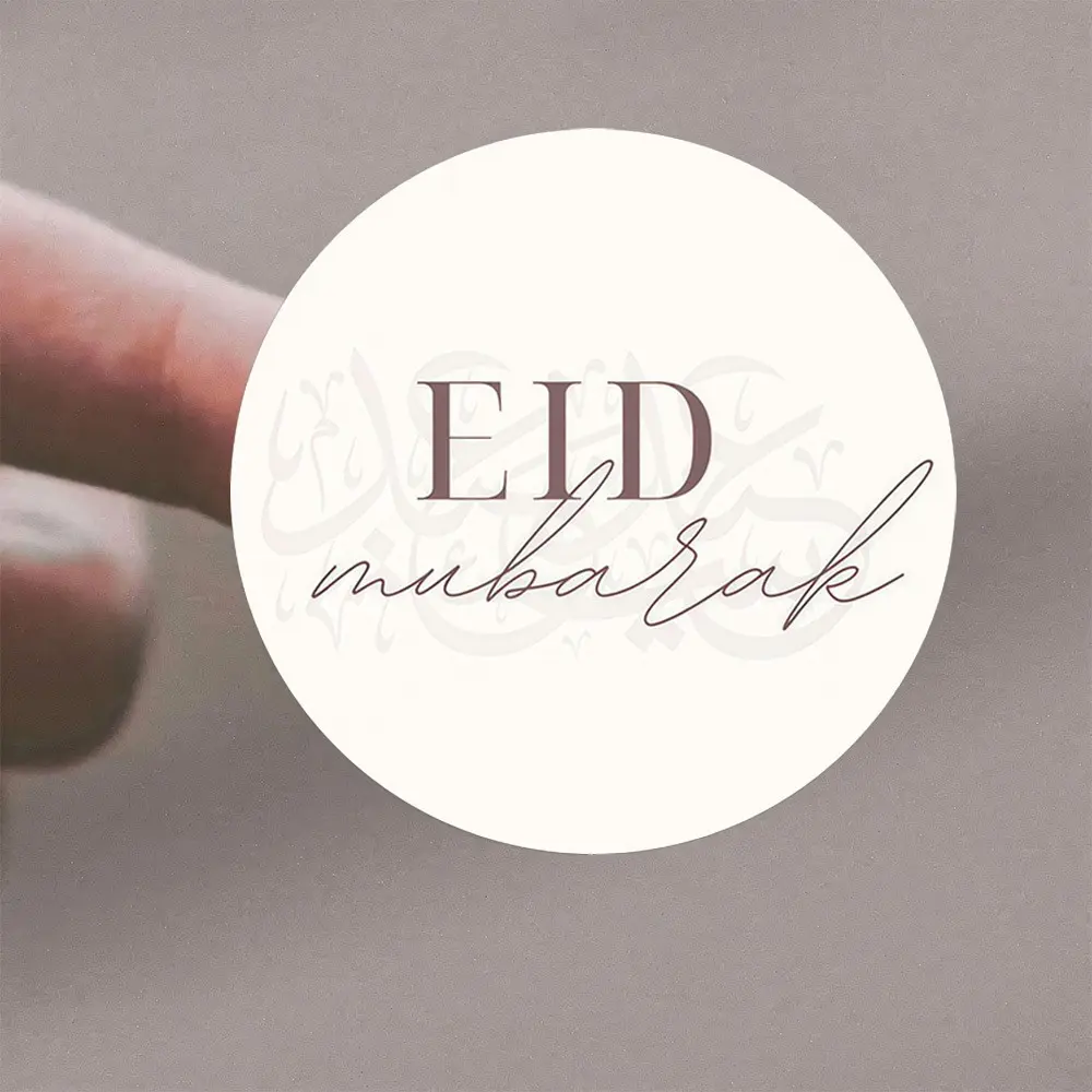 72 Eid Mubarak Round Stickers Set, Elegant Design with Intricate Patterns, Multiple Font Styles, Perfect for Festival Decorations, Gift Wrapping