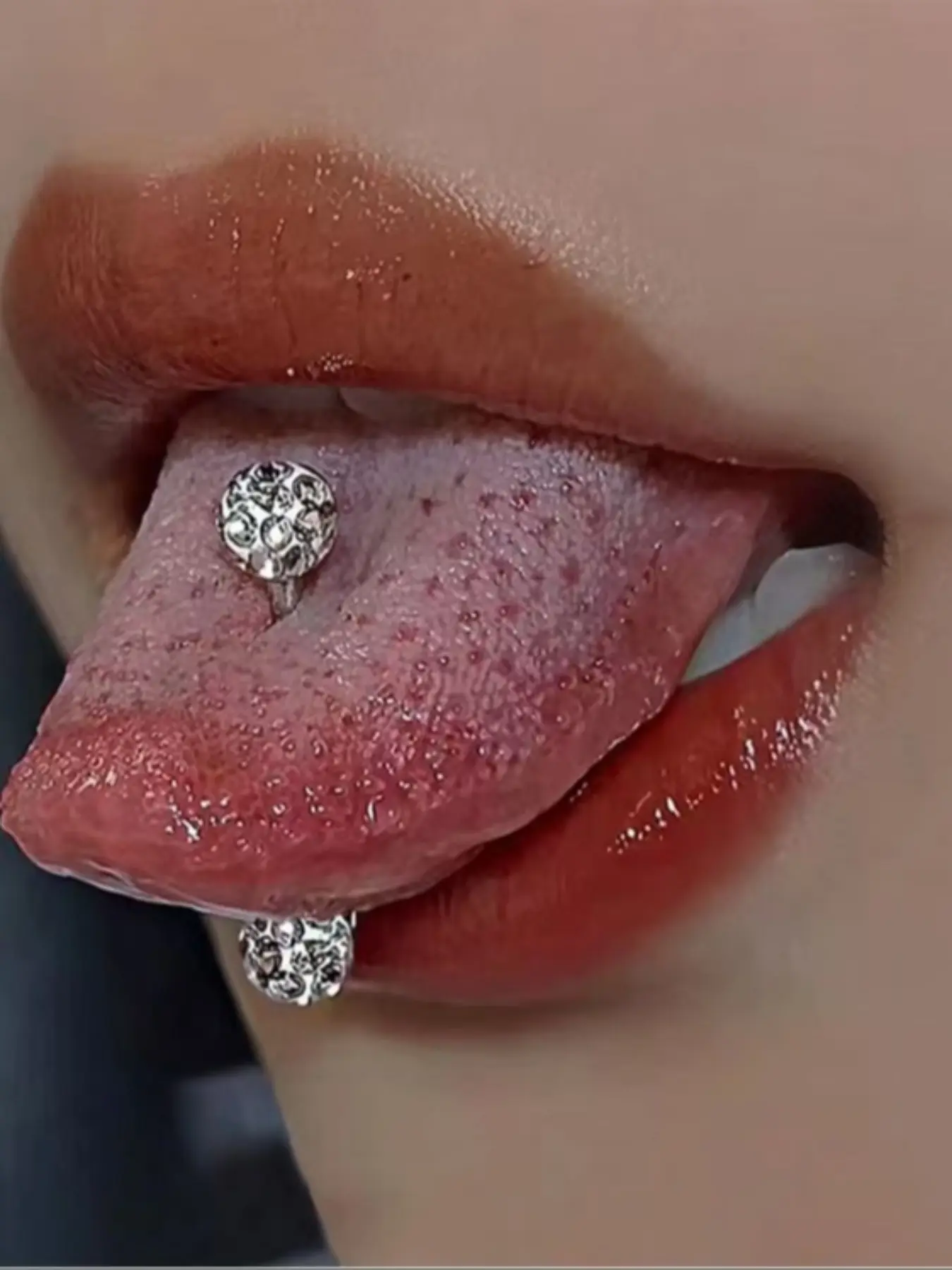 Luxury Titanium Steel Tongue Stud Body Jewelry for Women, Engraved Diamond Design, Polished Finish, Elegant Daily Accessory, Tongue Ring, Nose Ring, Tragus Ring, Nipple Ring, Body Jewellery