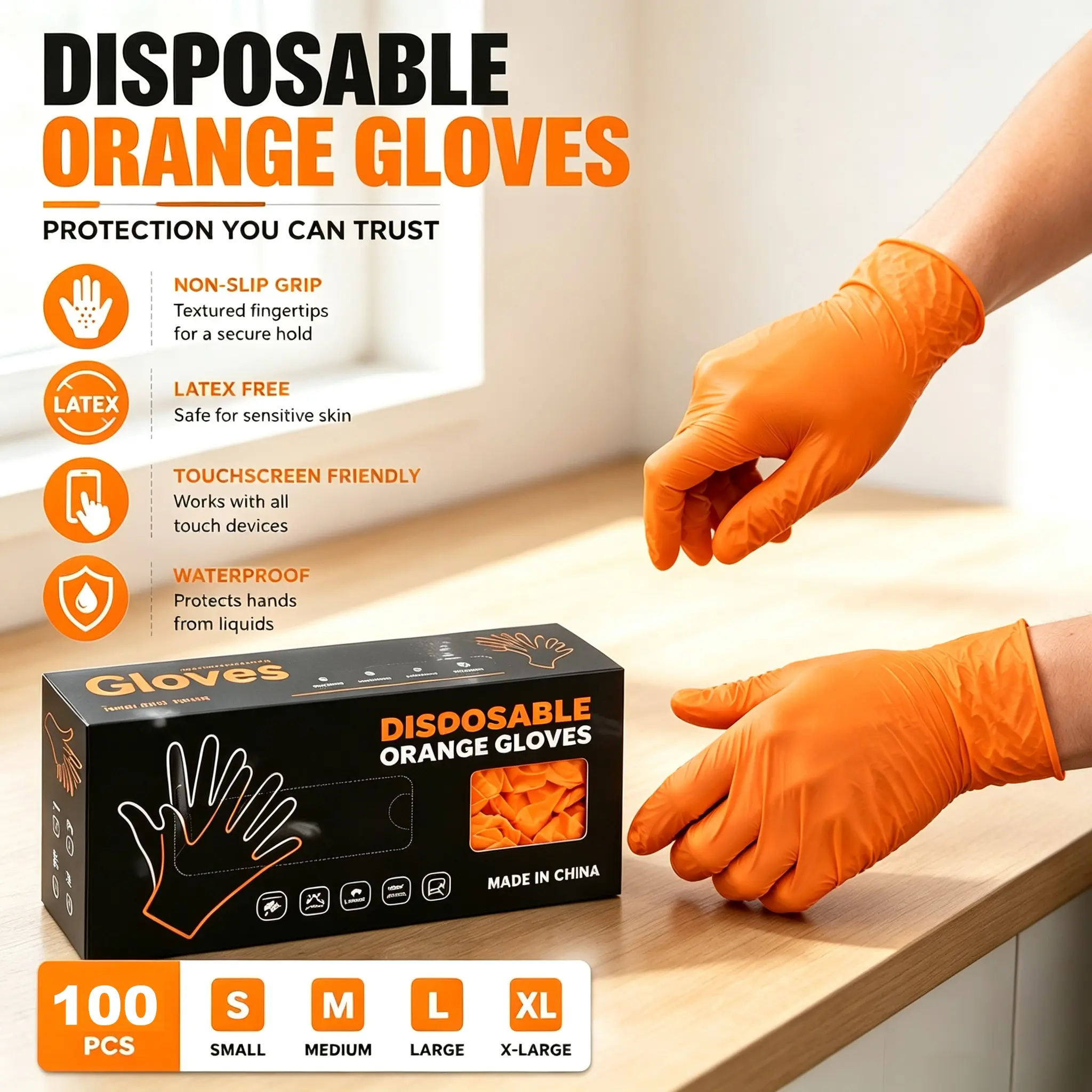 100 Pcs Nitrile Gloves Box, Ideal for Home Cleaning, Car Interior, Window Glass Wiping, Cabinet Dust Removal, Essential Household Item