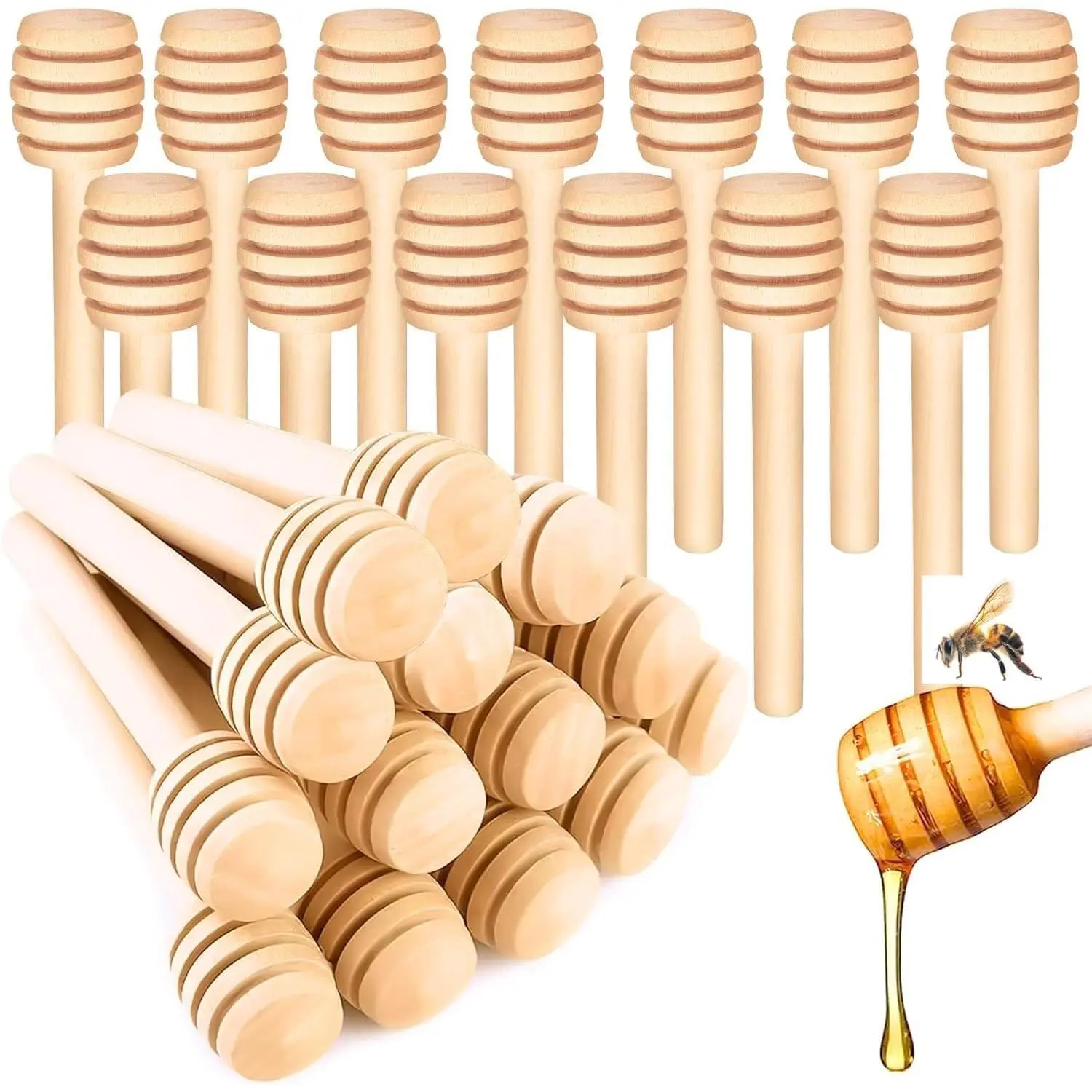 40 Pcs Honey Dipper Sticks - Wooden Honey Dipper 3 Inch Mini Wooden Honeycomb Sticks, Honey Stirrer Stick For Honey Jar Dispense Drizzle Honey and Wedding Party Favors Gift