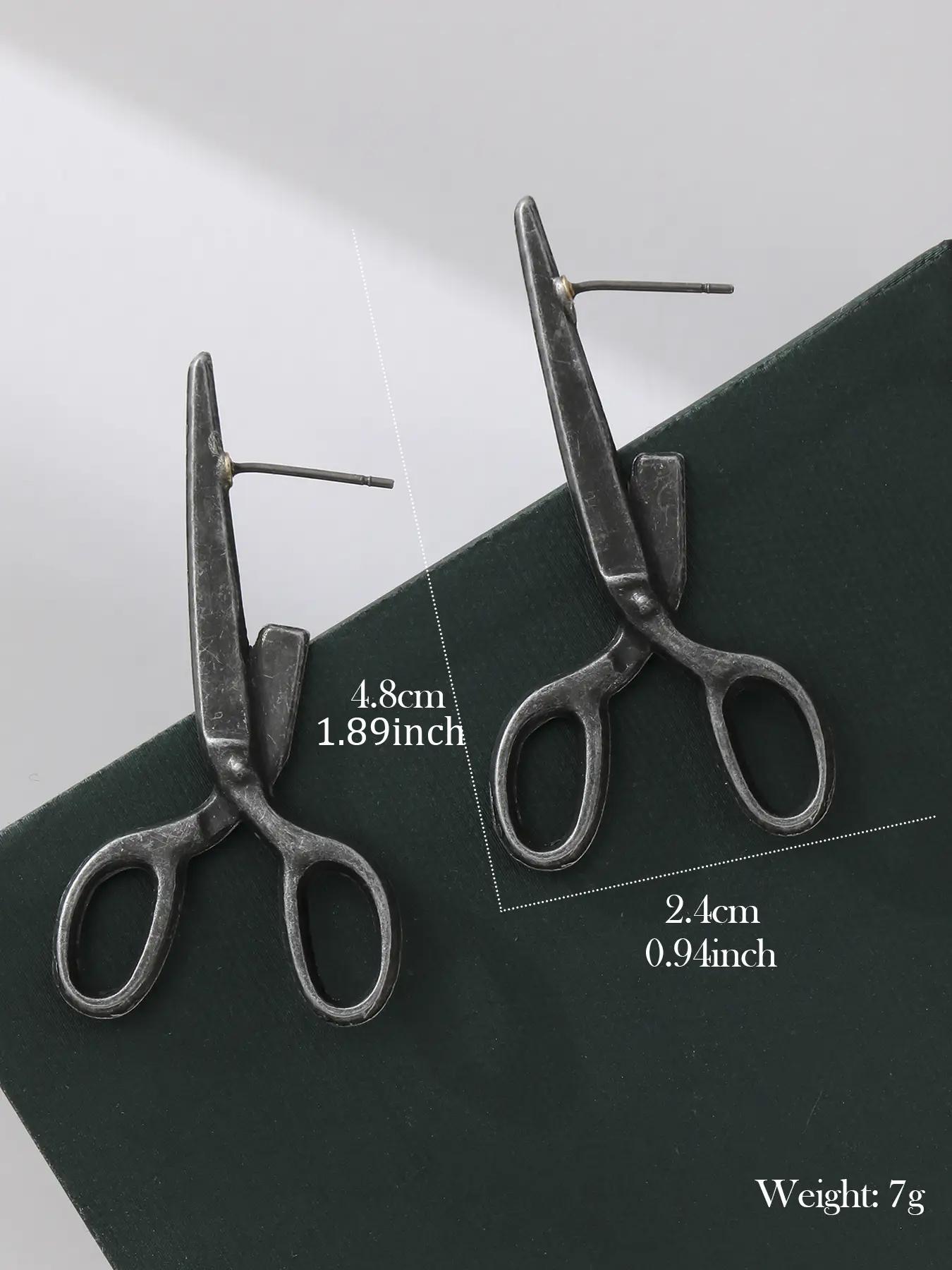 1 Pair Women's Punk Style Plain Color Stud Earrings with Scissors Design, Casual Trendy Stud Earrings, Fashionable Jewelry