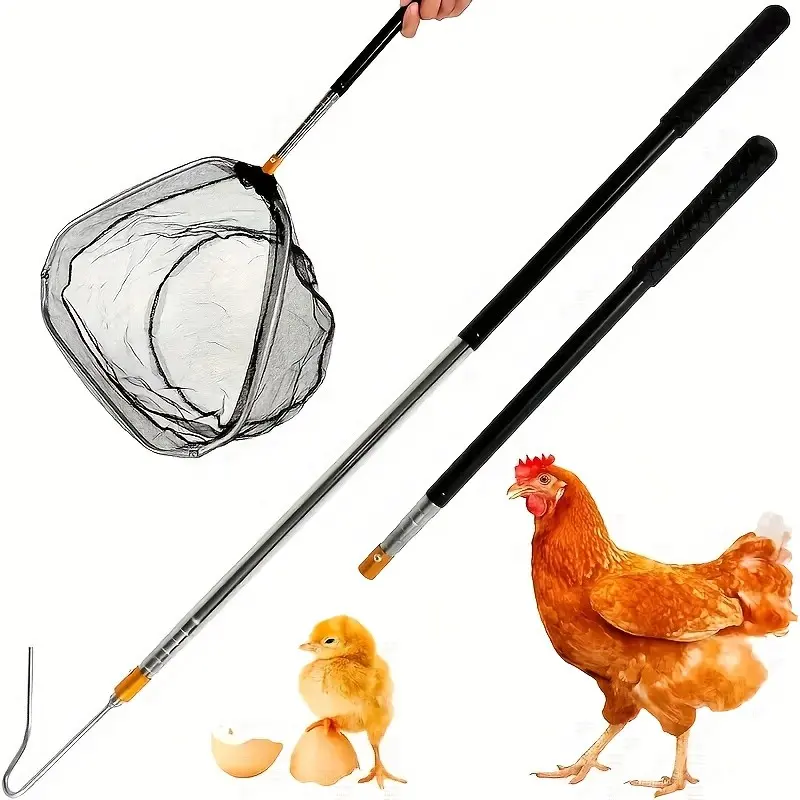 Stainless Steel Extendable Chicken Catcher, Farm Tool for Poultry, Ducks, Geese, Birds, Small Animals, Fish, Adjustable Leg Hook