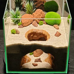 Large Entrance Rock Shape Fish Shrimp Cave with Big Observation Hole, Crawling Amphibian Hideout, Deep Shelter for Aquatic Life