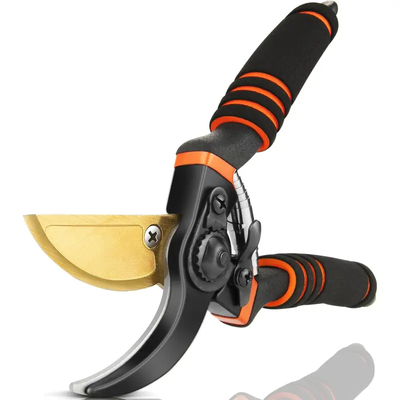 Pruning Shears, Garden Shears - 8.5inch Professional-grade high-quality SK5 steel titanium alloy garden shears, sharp handheld heavy-duty garden hedge shears/scissors pruning tool