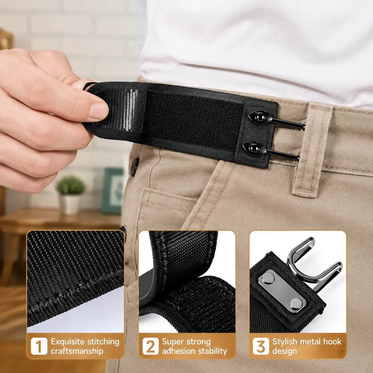 No Show Invisible Belt for Men & Women, Adjustable Non-Elastic Fabric Belt for Jeans, Pants with Belt Loops